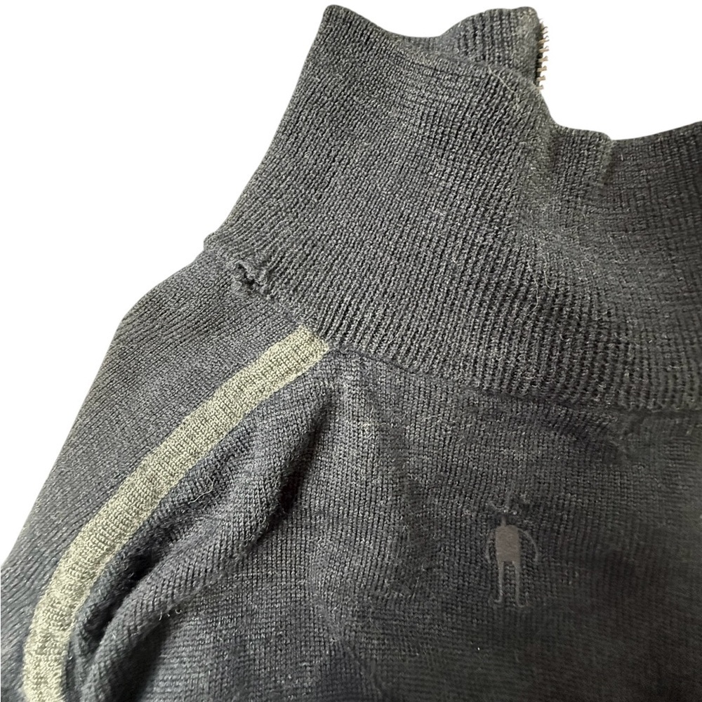 Smartwool Men’s 1/4 Zip Sweater Navy &Gray Size Medium Merino Wool Blend *Read - Picture 7 of 7
